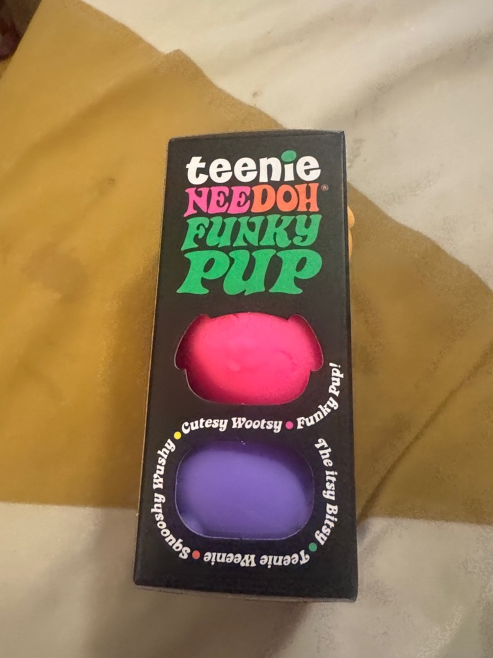 Teenie Needoh Funky Pup Squishy Toy - Pink & Purple and Orange